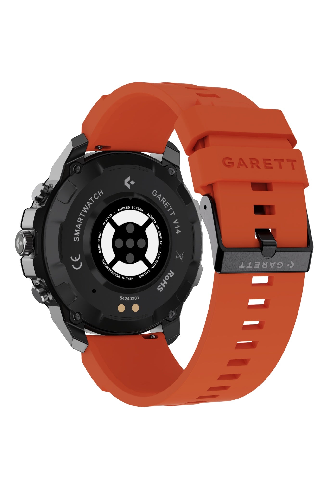 Smartwatch Garett V14 μαύρο ατσάλι + ΔΩΡΟ πορτοκαλί καουτσούκ λουράκι