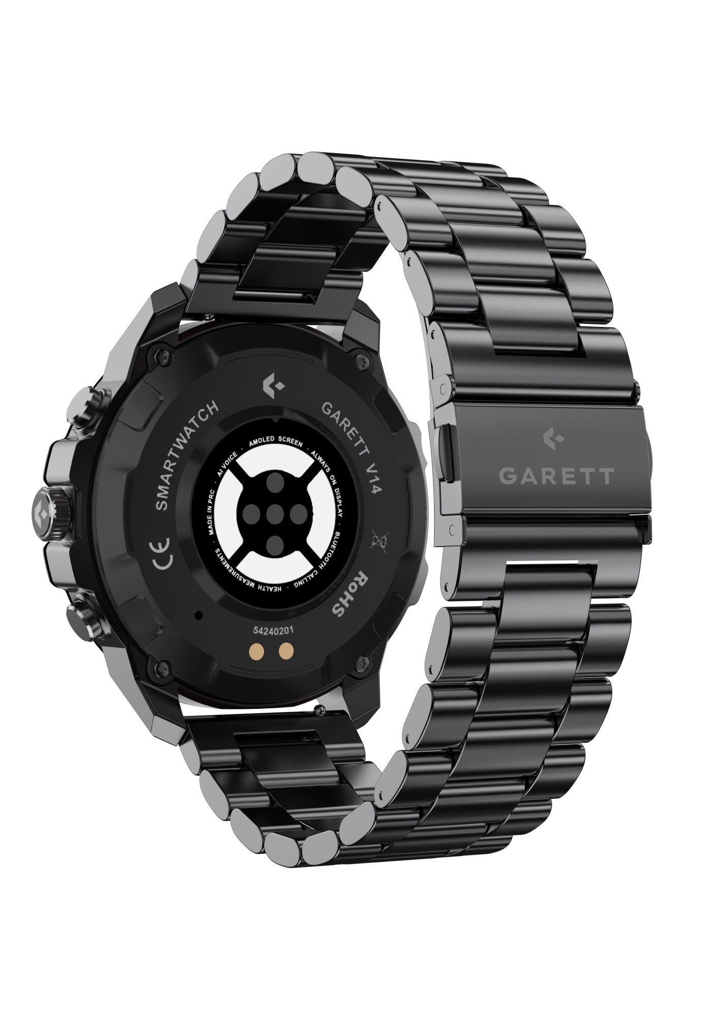 Smartwatch Garett V14 μαύρο ατσάλι + ΔΩΡΟ πορτοκαλί καουτσούκ λουράκι