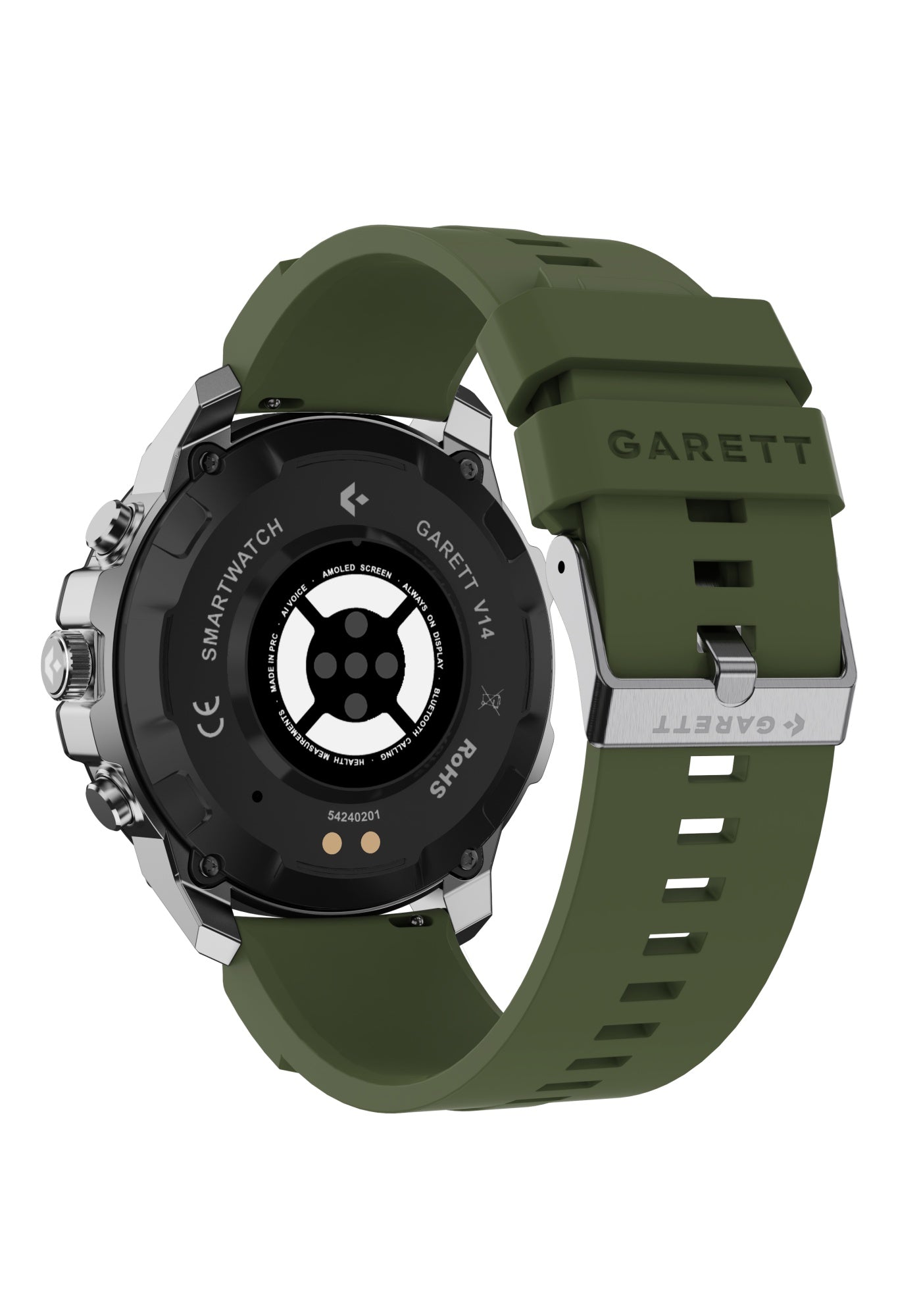 Smartwatch Garett V14 ασημί + ΔΩΡΟ πράσινο καουτσούκ λουράκι