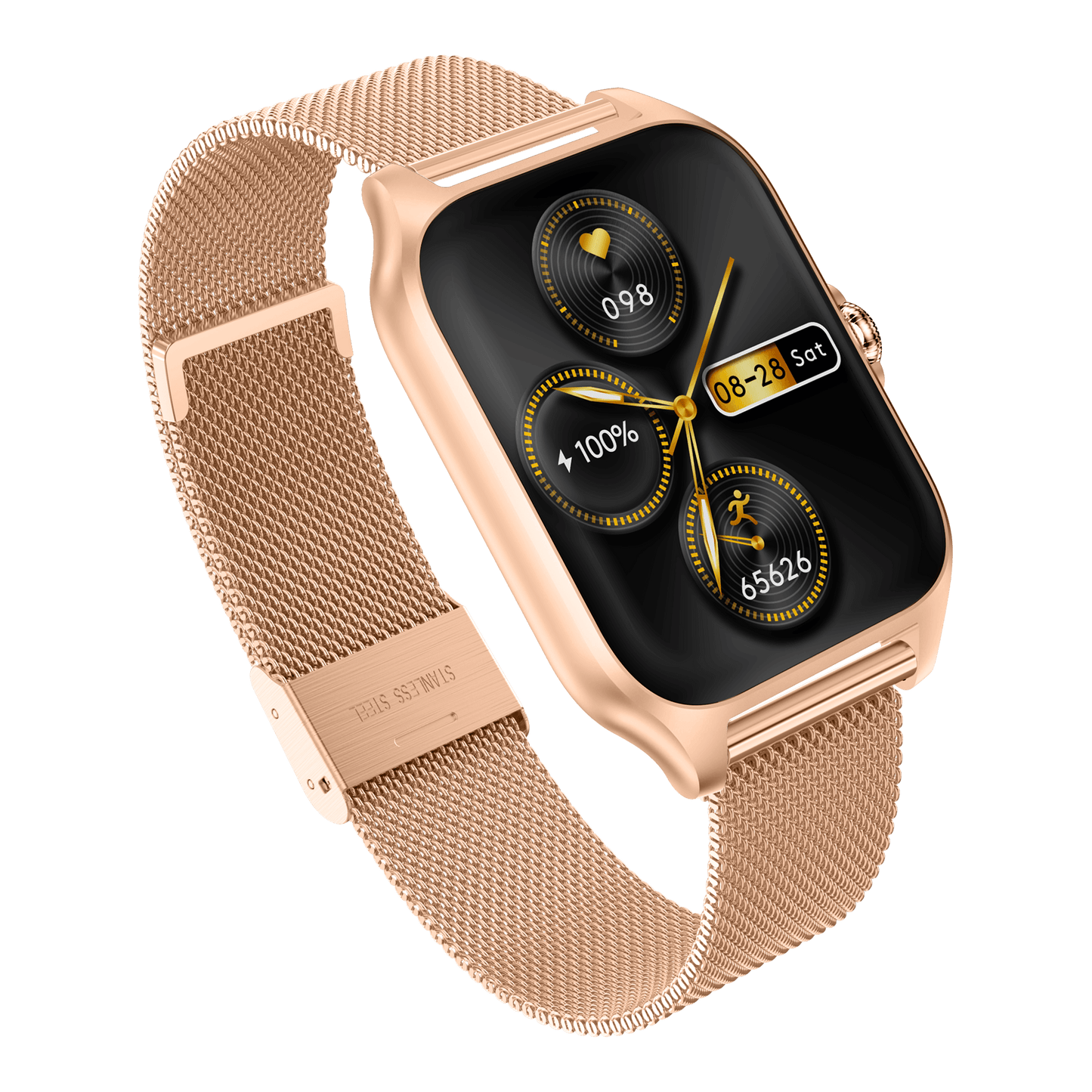 Smartwatch GARETT GRC Activity 2 χρυσό ματ + ΔΩΡΟ ροζ καουτσούκ λουράκι